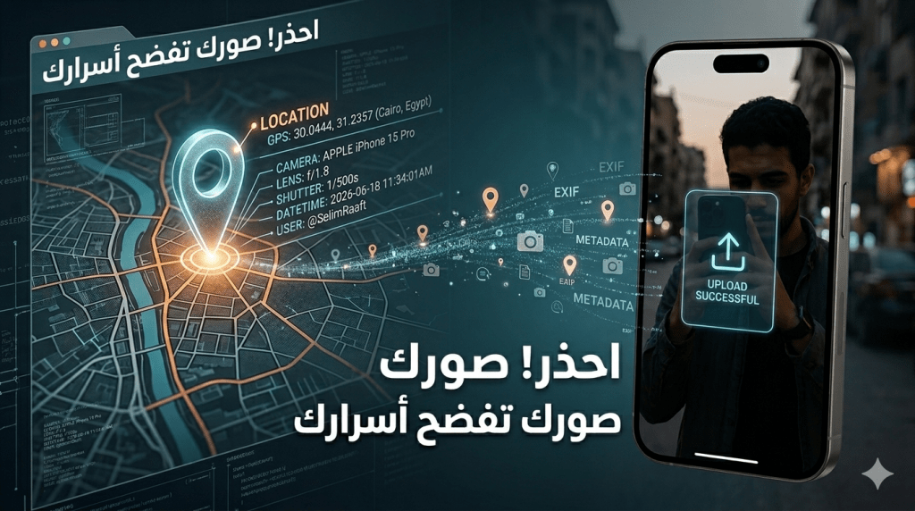 اكتشف مخاطر البيانات الوصفية (EXIF) المخفية داخل صورك وفيديوهاتك وكيف تستغلها التطبيقات لتتبعك. تعلم خطوات حماية خصوصيتك وحذف الميتا داتا بسهولة.