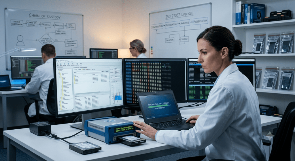 اكتشف عالم التحقيق الجنائي الرقمي (Digital Forensics): كيف تتحول البيانات الخام والأثر الرقمي لأدلة قاطعة؟ تعرف على دورة حياة التحقيق والفارق بينه وبين الـ IR.