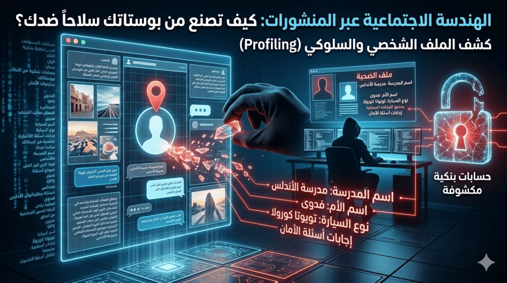 اكتشف كيف يستغل أخصائيو الـ OSINT منشوراتك القديمة والبوستات التفاعلية لاختراق حساباتك عبر الهندسة الاجتماعية، وتعلم كيف تحمي أرشيفك الرقمي.