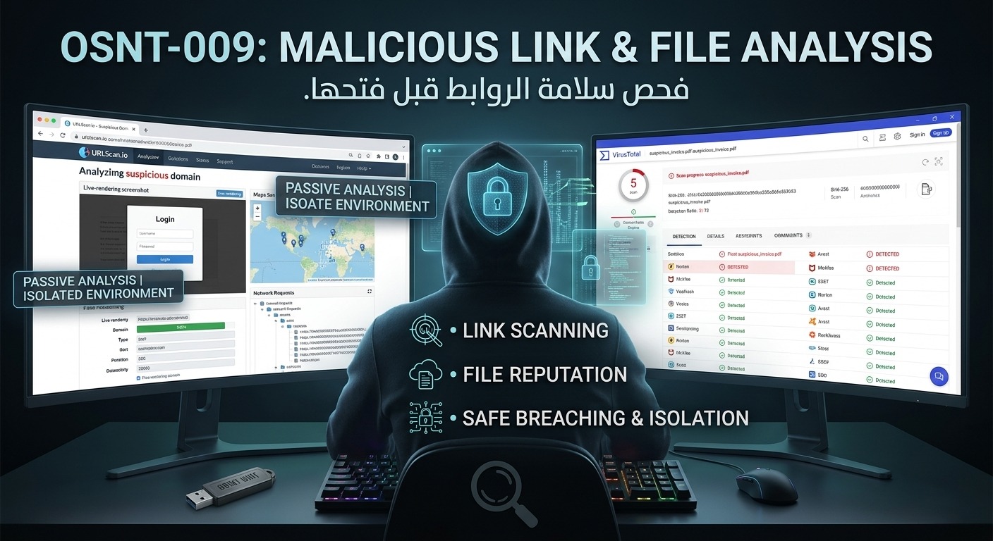 OSNT-009: فحص سلامة الروابط قبل فتحها (VirusTotal, URLScan.io)
