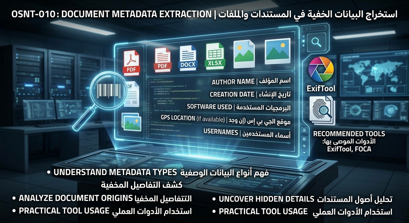 OSNT-010: استخراج البيانات الخفية في المستندات والملفات (ExifTool, FOCA)