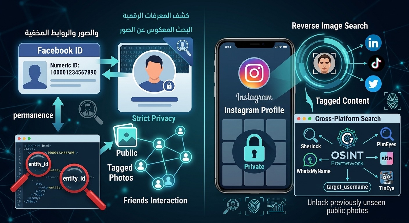 OSNT-012: التحري عن البروفايلات والصور والروابط المخفية (Facebook & Instagram OSINT)