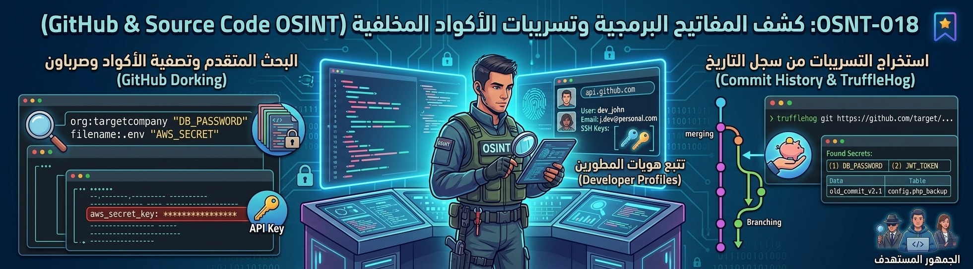 OSNT-018: كشف المفاتيح البرمجية وتسريبات الأكواد المخفية (GitHub & Source Code OSINT)