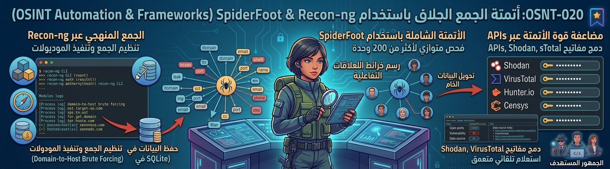 OSNT-020: أتمتة الجمع باستخدام SpiderFoot & Recon-ng (OSINT Automation & Frameworks)