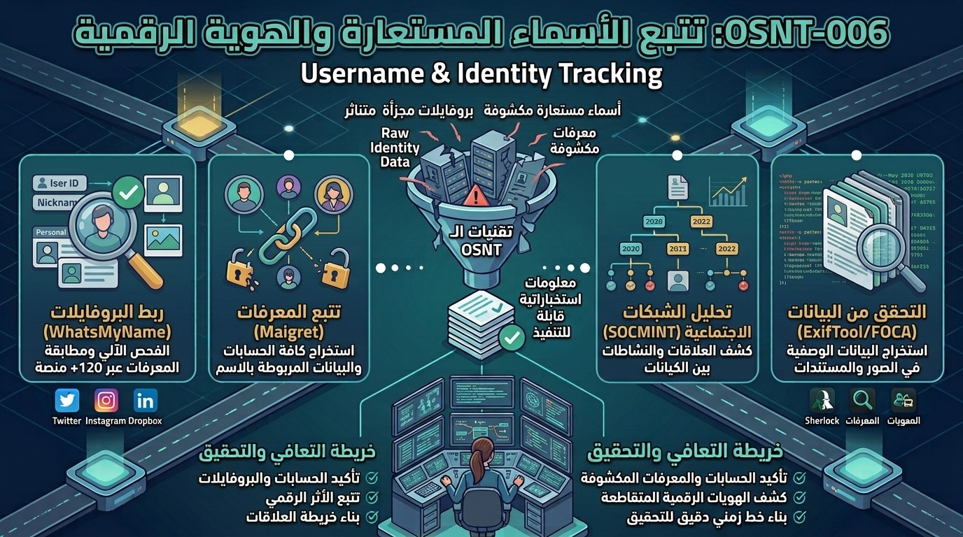 OSNT-006: تتبع الأسماء المستعارة والهوية الرقمية (Username & Identity Tracking)