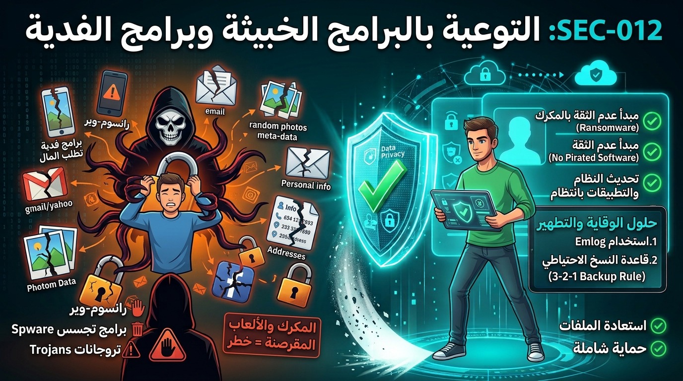 SEC-012: التوعية بالبرامج الخبيثة وبرامج الفدية (Malware & Ransomware Awareness)