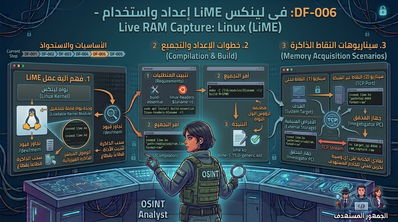 DF-006: في لينكس LiME إعداد واستخدام – Live RAM Capture: Linux (LiME)