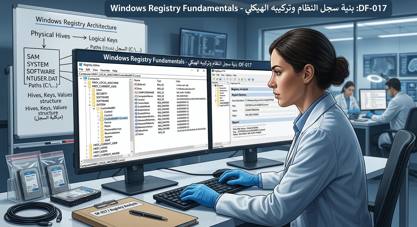 DF-017: بنية سجل النظام وتركيبه الهيكلي – Windows Registry Fundamentals