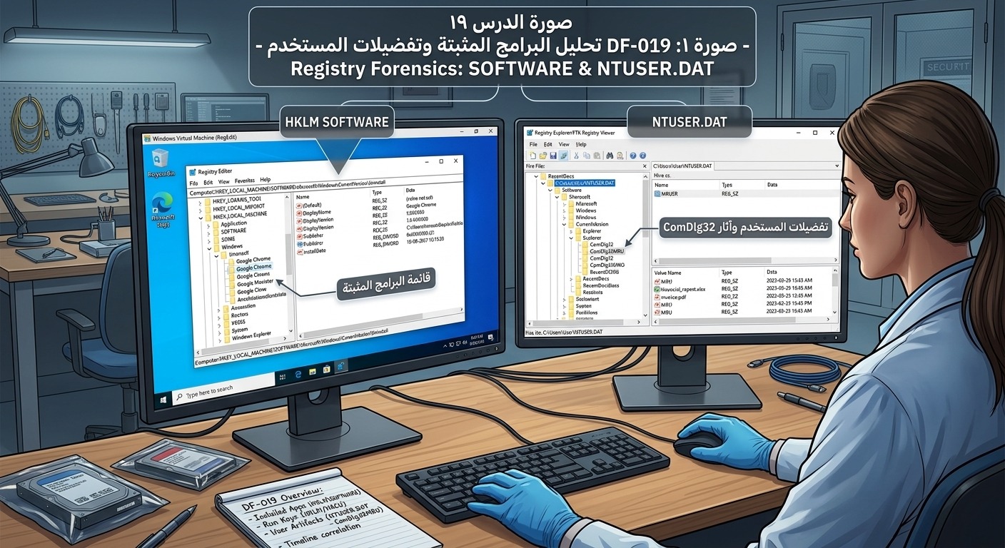 DF-019: تحليل البرامج المثبتة وتفضيلات المستخدم – Registry Forensics: SOFTWARE & NTUSER.DAT