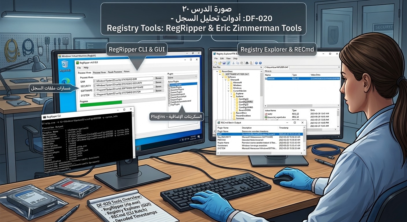 DF-020: أدوات تحليل السجل – Registry Tools: RegRipper & Eric Zimmerman Tools