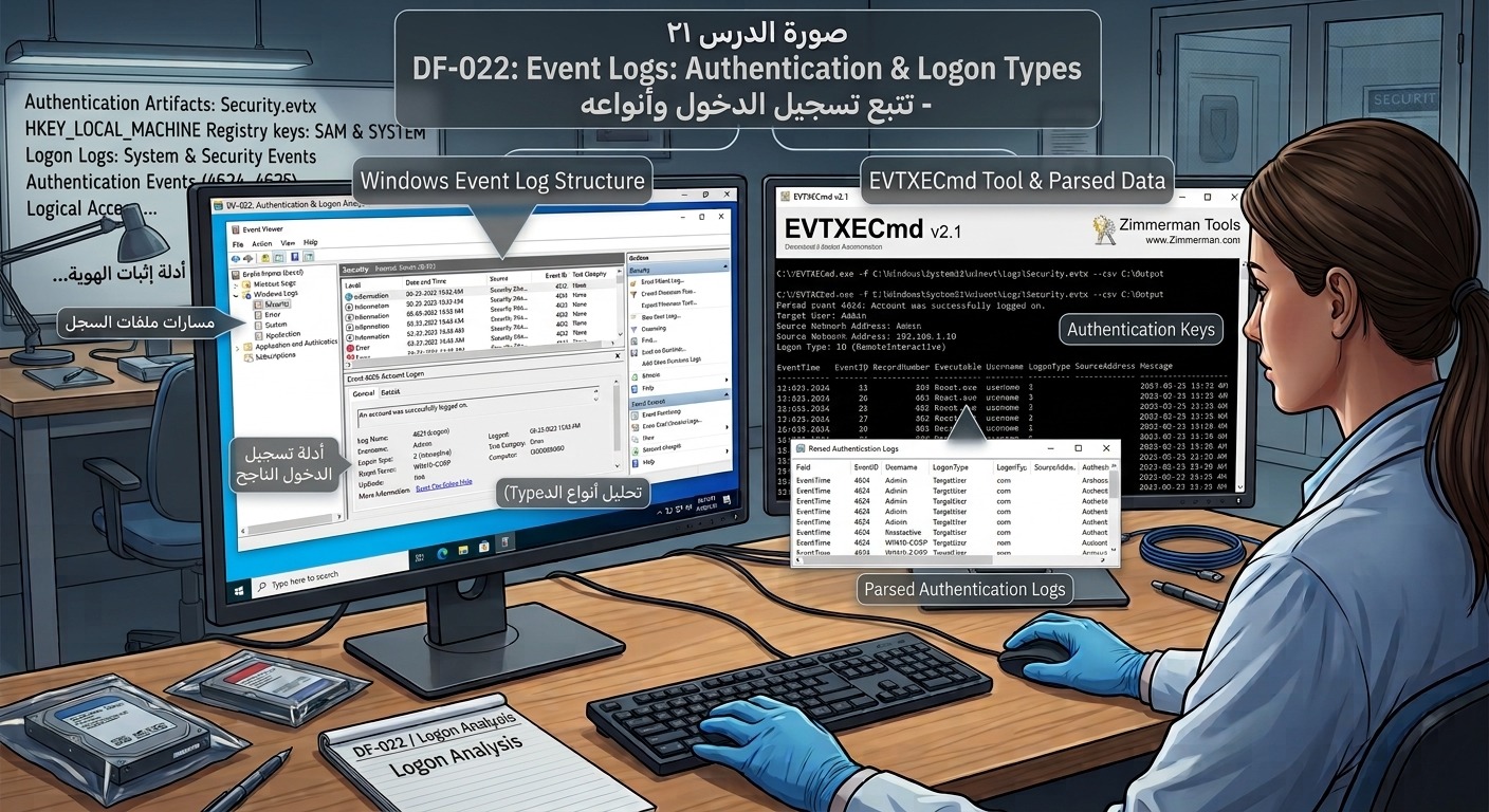 DF-022: تتبع تسجيل الدخول وأنواعه – Event Logs: Authentication & Logon Types