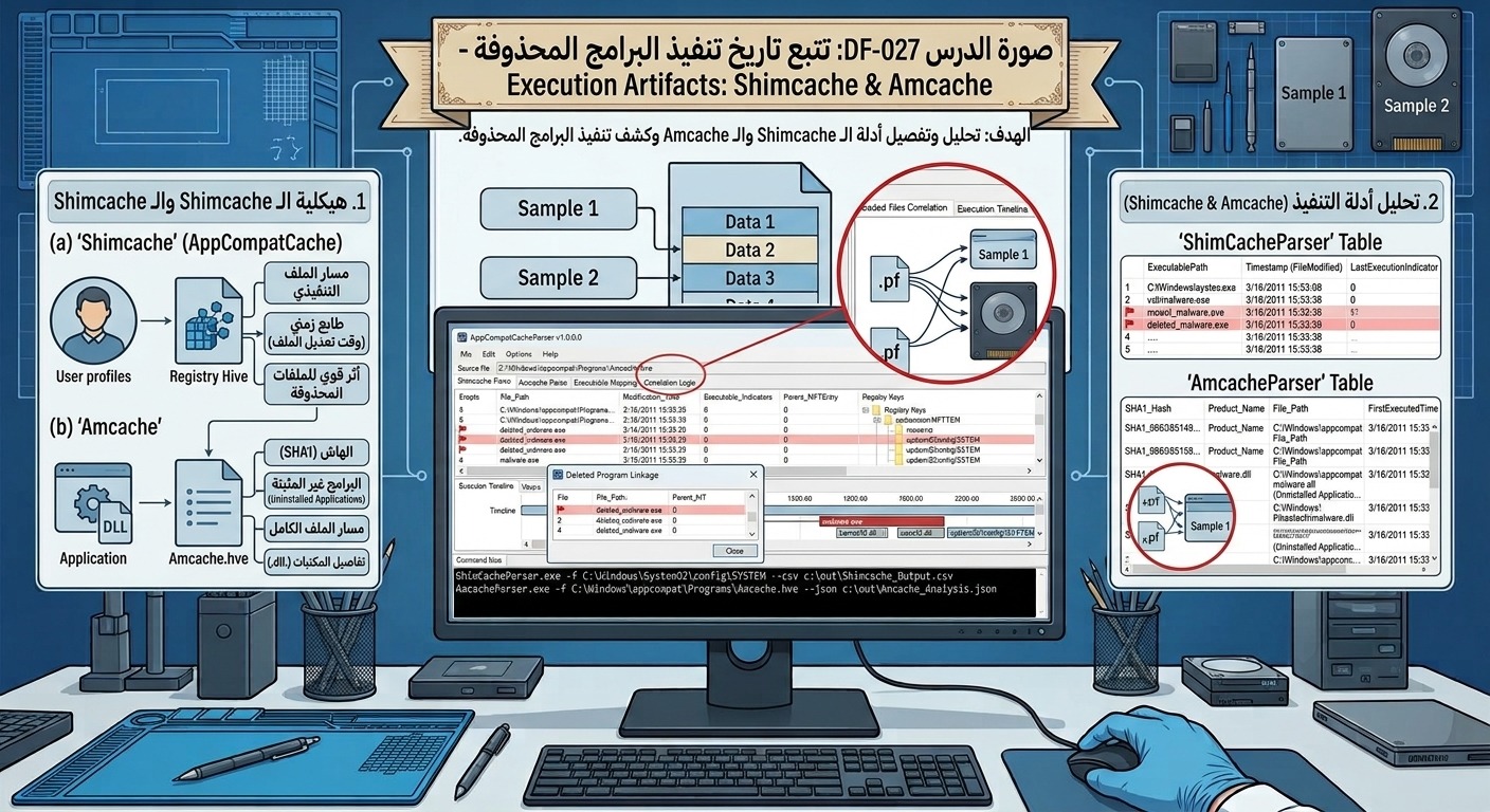DF-027: تتبع تاريخ تنفيذ البرامج المحذوفة – Execution Artifacts: Shimcache & Amcache