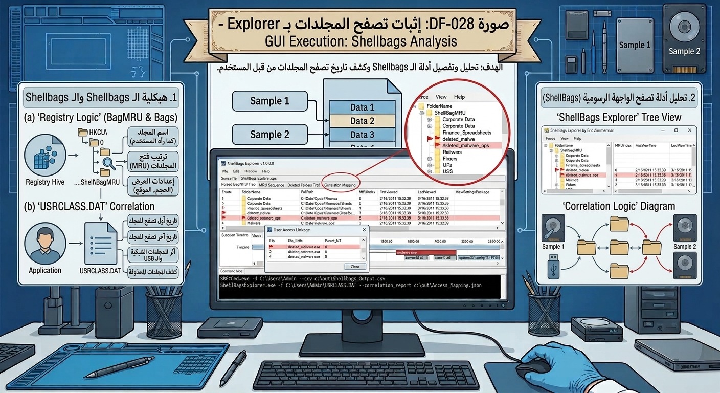 DF-028: إثبات تصفح المجلدات بـ Explorer – GUI Execution: Shellbags Analysis