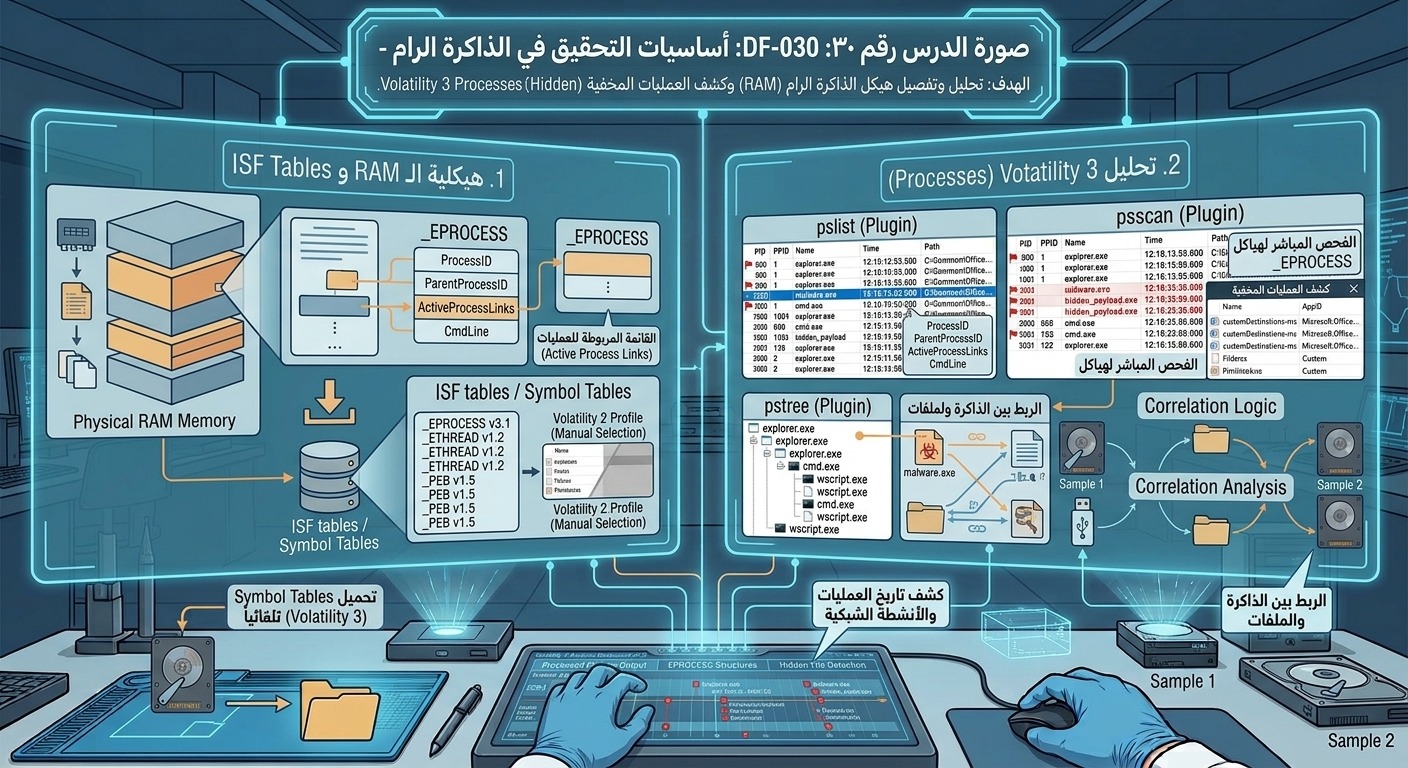 DF-030: أساسيات التحقيق في الذاكرة الرام – Memory Forensics: Volatility 3 Intro