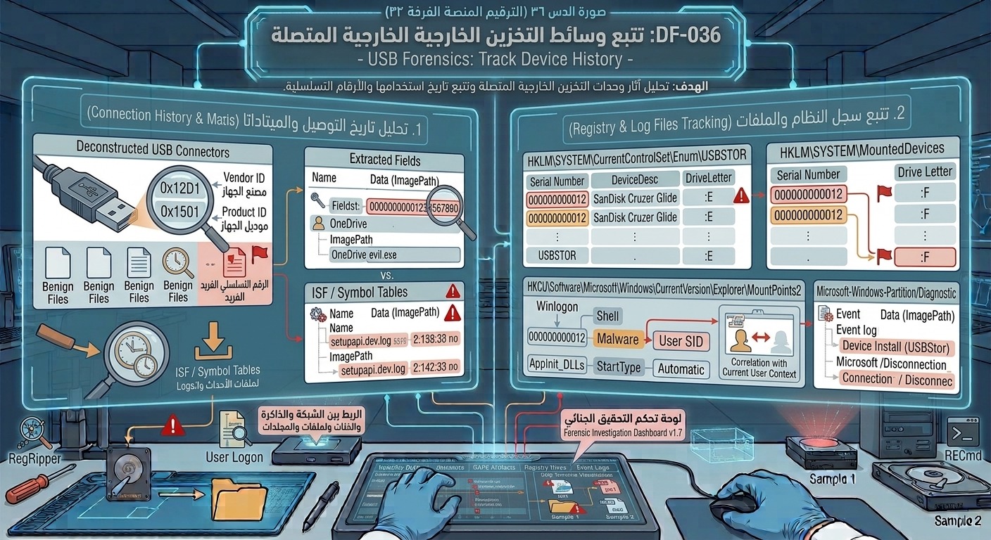 DF-036: تتبع وسائط التخزين الخارجية المتصلة – USB Forensics: Track Device History