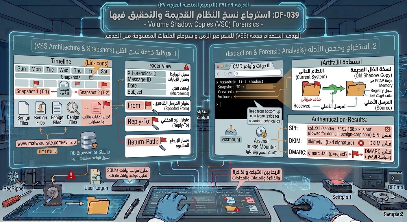 DF-039: استرجاع نسخ النظام القديمة والتحقيق فيها – Volume Shadow Copies (VSC) Forensics