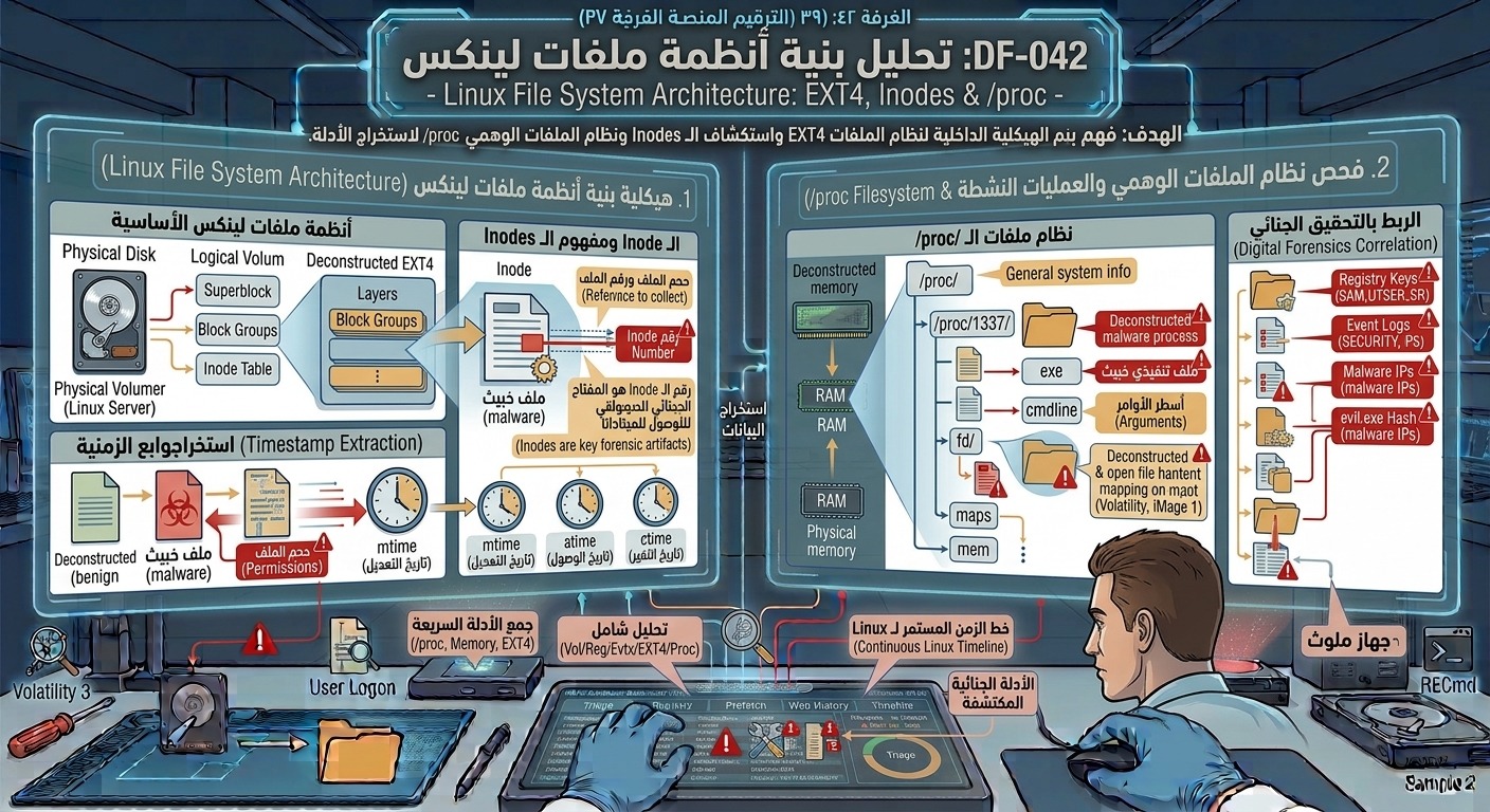 DF-042: تحليل بنية أنظمة ملفات لينكس – Linux File System Architecture: EXT4, Inodes & /proc