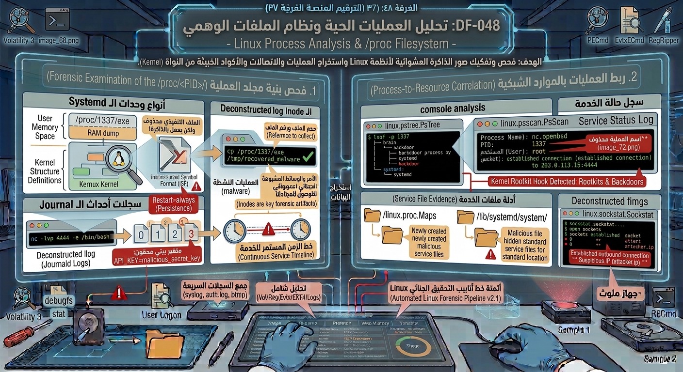DF-048: تحليل العمليات الحية ونظام الملفات الوهمي – Linux Process Analysis & /proc Filesystem