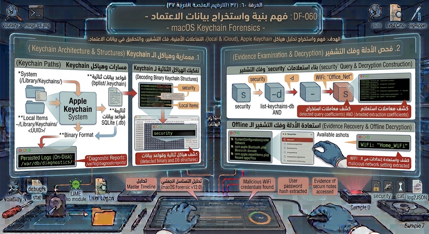 DF-060: فهم بنية واستخراج بيانات الاعتماد – macOS Keychain Forensics