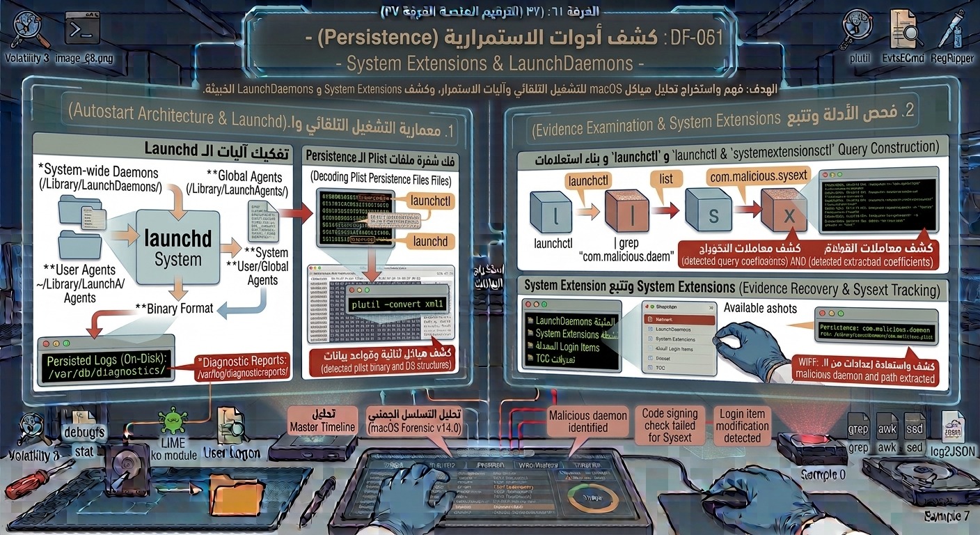 DF-061: كشف أدوات الاستمرارية (Persistence) – System Extensions & LaunchDaemons