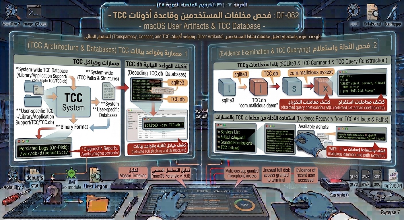 DF-062: فحص مخلفات المستخدمين وقاعدة أذونات TCC – macOS User Artifacts & TCC Database